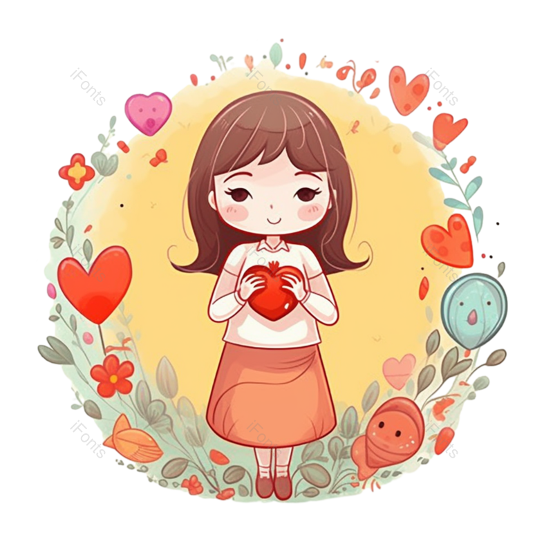 520图片,花环元素,卡通素材PNG,爱心素材免抠素材
